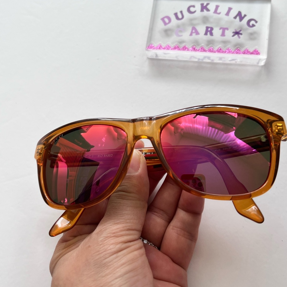 **SOLD** GUC GUCCI Havana Orange Mirror Lense Sunglasses - GG3709/S - Picture 5 of 14